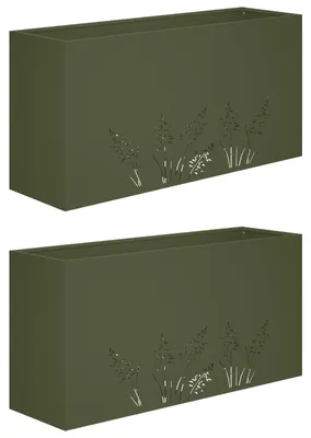 Zdjęcie produktu dla vidaXL Donice ogrodowe, 2 szt., oliwkowa zieleń, 100 x 30 x 49 cm