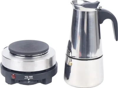 Produktbild von Espressomaschine, leistungsstarker elektrischer Herd, integrierter Filter, Silber