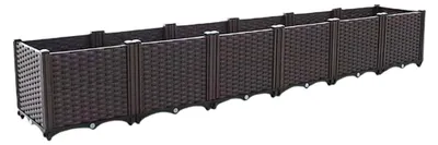 Zdjęcie produktu dla Grządka ogrodowa podwyższana modułowa Multiflex 37, 240 x 40 x 37 cm, polipropylen, odporny na UV, brązowa