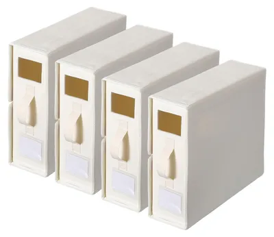 4er-Set Aufbewahrungsboxen für Bettwäsche, faltbar, beige, 38x33x12 cm