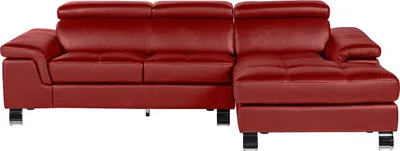 Produktbild von MISHIMA Ecksofa aus Leder - Rot - Rechtsseitiges Ecksofa