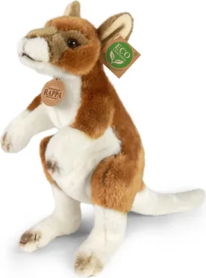 A plush toy kangaroo is shown against a white background.