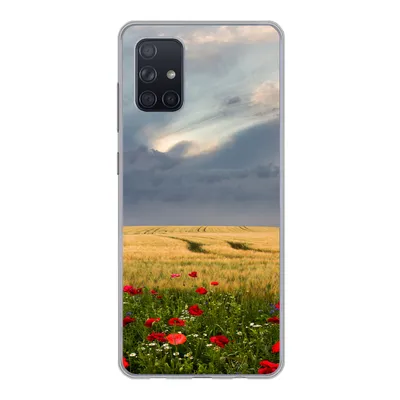 Produktbild von MuchoWow® Handyhülle Schutzhülle Hülle für Samsung Galaxy A51 Blumen - Weizen - Wolken Silikon Softcase Handy Hülle - Schutzabdeckung