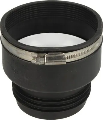 Produktbild von Crassus Steckadapter TPE/V2A, 100-116/100-105mm, geräuschreduzierende Dichtlippen, unterputz- und erdreichgeeignet, temperaturbeständig von -60°C bis +140°C, für Abwasserrohrsysteme: Eternit, Guss, SML, HT/KG, Skolan, LORO X, Geberit PE, Friaphon, SITAC zertifiziert.