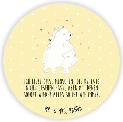 Produktbild von Mr. & Mrs. Panda magnet Eisbär Umarmen - Gelb Pastell - Geschenk, Lustige Sprüche, pinnwand, für kühlschrank, Kühlschrankmagnet, pinwand, magnettafel