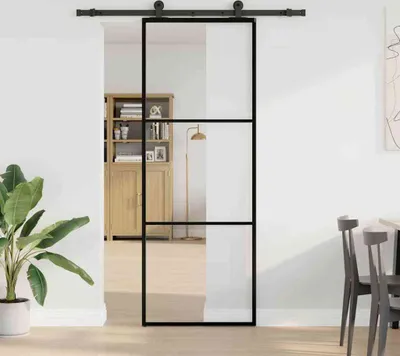 Immagine prodotto di Porta Scorrevole con Ferramenta 76x205cm Vetro ESG Alluminio