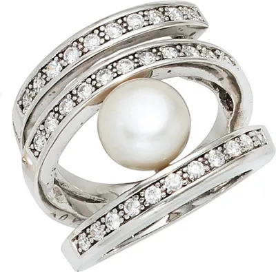 Produktbild von JOBO Damen Ring 925 Sterling Silber rhodiniert 1 Süßwasser Perle 31 Zirkonia Größe 64