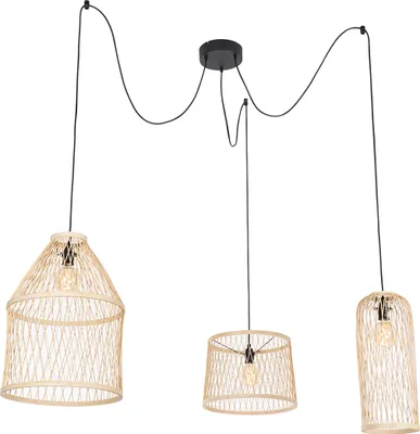 Produktbild von Smarte Outdoor Hängelampe Rattan 3 Flammig inkl  LED Calamus