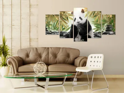 Immagine prodotto di Immagine acustica animale panda 200x100 cm immagini schiuma acustica ad alte prestazioni fonoassorbente isolamento acustico tela 5 pezzi parete murale acustica ambiente isolamento acustico g-C-0006-b-o