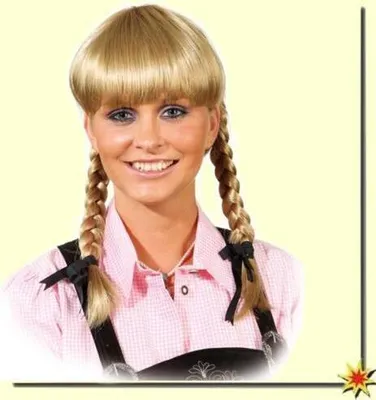 Produktbild von Orlob Zopfperücke kurz mit Pony, mittelblond, Karnevalskostüm-Perücke, Erwachsener, Weiblich, Beige, 1 Stück(e)