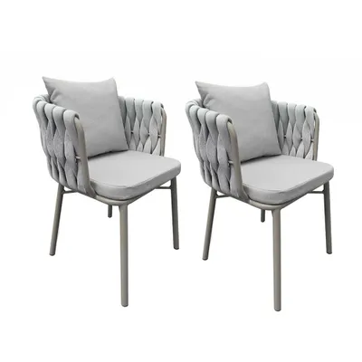 Produktbild von 2er-Set  Outdoor-Stuhl Campingstuhl Gartenstuhl Freizeitstuhl Armlehnenstuhl Geflechtstuhl für den Außenbereich/Garten 56×63×77cm [BZ-34]
