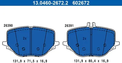 Produktbild von ATE Bremsbeläge Satz Hinten passend für MERCEDES-BENZ GLC SUV (X254) 13.0460-2672.2