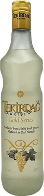 A bottle of Tekirdag Rakisi Gold Series on a white background.