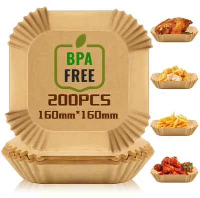 Produktbild von Backpapier für Heißluftfritteuse 200 Stück 16cm Antihaft Ölfest für 3-5L Airfryer Mikrowelle Ofen