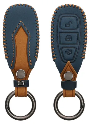 Produktbild von kwmobile Schlüsselhülle für Ford 3-Tasten Autoschlüssel Keyless Go Hülle - Autoschlüssel Schlüssel Hülle - Schlüsselcover aus Kunstleder in Marineblau