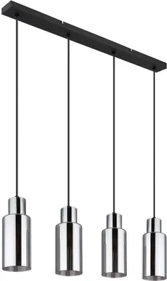 Produktbild von Pendellampe, Metall, schwarz, Glas rauch, 4 Flammig, L 82 cm