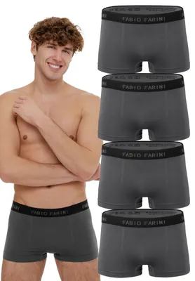 Produktbild von Fabio Farini - 4 Stück Herren Unterhosen - Männer Retroshorts aus weicher Microfaser im sportlichen Look mit Logoschriftzug