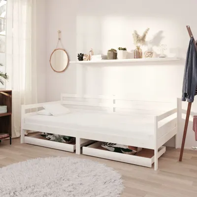 Produktbild von The Living Store Tagesbett mit Schubladen 90x200 cm Weiß Massivholz Kiefer