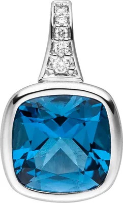 Produktbild von Anhänger 585 Gold Weißgold 5 Diamanten Brillanten 1 Blautopas