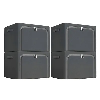 Produktbild von 4er-Set Aufbewahrungsbox aus Oxford-Gewebe, wasserdicht, Faltbare, 100L, Fächer, für Kleidung & Schrank, Ohne Sichtfenster, Dunkelgrau