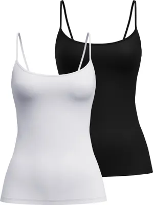 Produktbild von CALIDA Damen Spaghetti-Top 2er Pack - Sleek Skin, Top, Silky Smooth, einfarbig Weiß/Schwarz L (48/50)