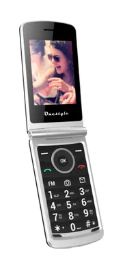 A flip phone is shown against a white background.