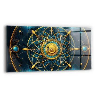 Produktbild von Wallfluent Wanduhr – Stilles Quarzuhrwerk - Uhr Dekoration Wohnzimmer Schlafzimmer Küche - Zifferblatt - schwarze Zeiger - 60x30 cm - Horoskopische Uhr