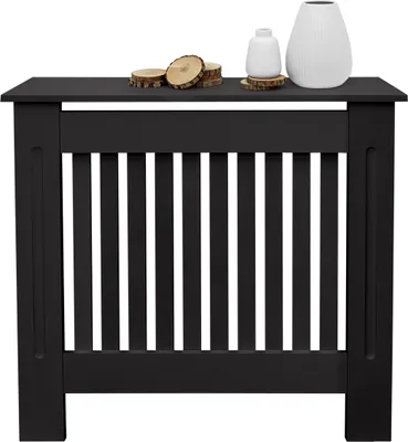 Produktbild von ECD Germany Heizkörperverkleidung Landhausstil 78x19x82 cm, Schwarz, aus MDF lackiert für Schlafzimmer Wohnzimmer