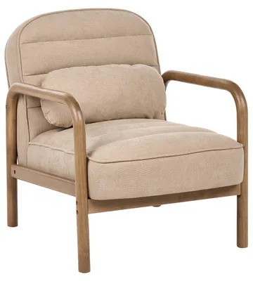 Produktbild von BELIANI Sessel Beige Stoff mit Holzgestell Armlehnen Gepolstert Mid Century Stil Modern Polstersessel Schlafzimmer Wohnzimmer Flur