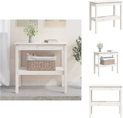 Obrázek produktu pro vidaXL Konzolový stolek bílý 80x40x75 cm z masivního borovicového dřeva - Odkládací stolky