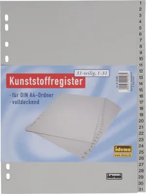 Produktbild von IDENA Kunststoff Ordner-Register 1-31 / DIN A4