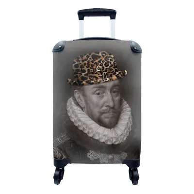 Produktbild von MuchoWow® Koffer Handgepäck Trolley Rollkoffer Kleine Reisekoffer mit 4 Rollen - Wilhelm von Oranien - Kunst - Pantherdruck - Cabin Size < 55x40x23 cm & 55x40x20 cm - Fotokoffer - Kabinenkoffer - Boardgepäck - Reise-Box - Reisekoffer - Reisegepäck - Koffer mit Bild - Trolley für Kinder