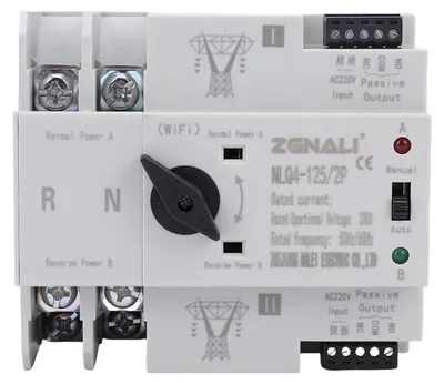 Produktbild von Automatischer/manueller WLAN-Umschalter, 2-polig, 63 A, Steuerung per App, 35-mm-Schienenmontage, Dual-Stromumschalter für Werkstätten, Fabriken und Labore