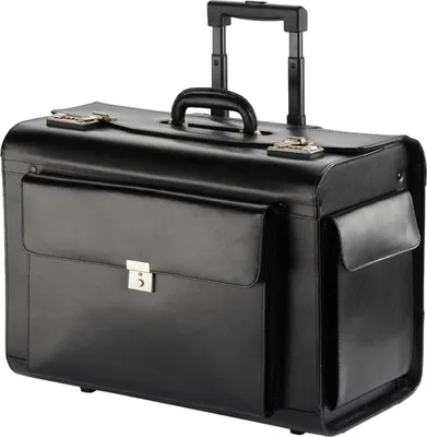 Produktbild von Pilotenkoffer Leder Groß Aktenkoffer XL Koffer Trolley 45L Schwarz 50 cm Bowatex