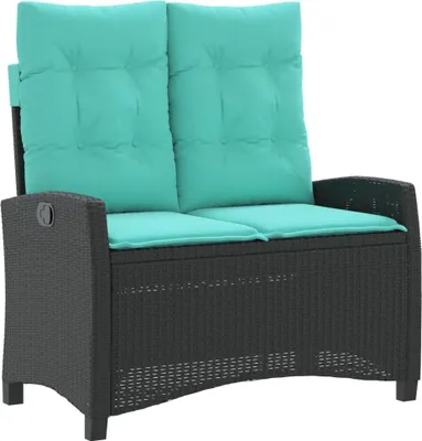 Obrázok produktu pre vidaXL Záhradná lavica nastaviteľná s vankúšmi Black Poly Rattan