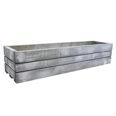 Zdjęcie produktu dla Drewniana skrzynka z litego drewna – szara z białą patyną, 70 cm
