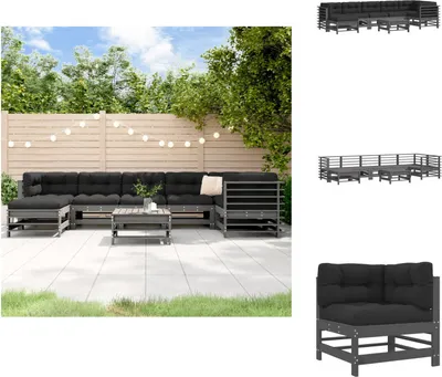 Produktbild von vidaXL 8-tlg. Garten-Lounge-Set mit Kissen Grau Massivholz -  Gartenmöbel-Sets