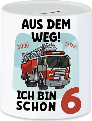 Produktbild von Aus Dem Weg Ich Bin Schon 6 Spardose Happy Birthday 6. Geburtstag Alles Gute Jahre Feuerwehrmann Party Feier