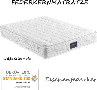 Produktbild von Taschenfederkernmatratze 140 x 200 cm, 7 Zonen, H3, 25 cm dick