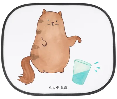 Produktbild von Mr. & Mrs. Panda Auto Sonnenschutz Katze Wasserglas - Weiß - Geschenk, Sonnenblende, Katzen, Seitenscheibe, Wasser, Cats, Cat, hitzeschutz
