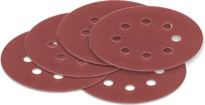 Produktbild von 5 Stück 125 mm Exzenter Schleifscheiben P400 Körnung , 8 Loch, red Film , Haft Klett Schleifpapier