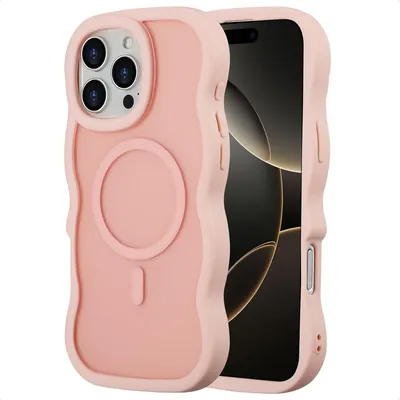 Image de Selencia Coque arrière ondulée avec MagSafe pour Apple iPhone 16 Pro Max - Rose tendre