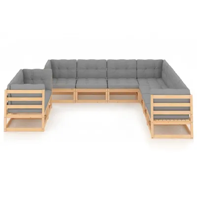Immagine prodotto di vidaXL Set di 9 pezzi da giardino con cuscini in legno di pino massiccio
