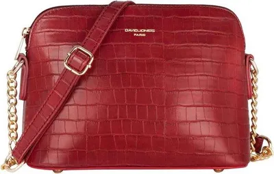 Immagine prodotto di Borsa a tracolla mini Unyqoos® da donna, effetto coccodrillo, colore rosso, in ecopelle lucida, dimensioni 22x17x10 cm. Borsa a spalla con chiusura a zip, tracolla regolabile, ideale anche come pochette da sera