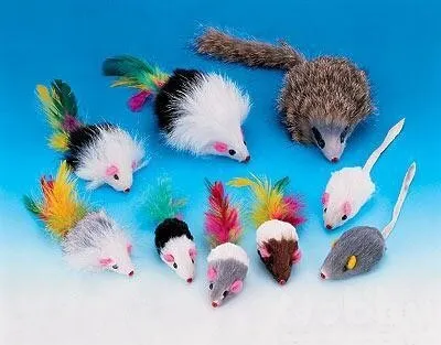 Produktbild von NOBBY Plüschmaus Kurzhaar mit Rassel, weiß/grau, 4er Pack