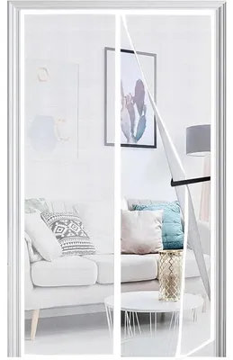 Produktbild von Fliegengitter Balkontür Magnet 95x210cm Weiß Verstärkt Ohne Bohren Insektenschutz