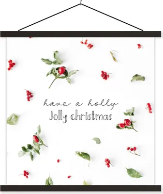 Produktbild von MuchoWow® Textilposter Weihnachten - Beeren - Pflanzen 60x60 cm mit schwarzem Rahmen - Posteraufhänger