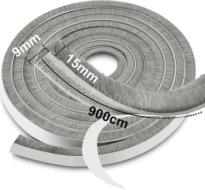 Zdjęcie produktu dla Uszczelka do drzwi i okien, samoprzylepna, szerokość 9 mm, głębokość 15 mm