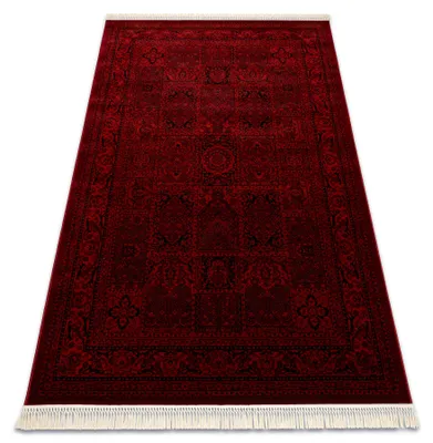 Image de Tapis ORIENT 5365 bordeaux / noir Cadre, oriental, à franges rouge 200x290 cm