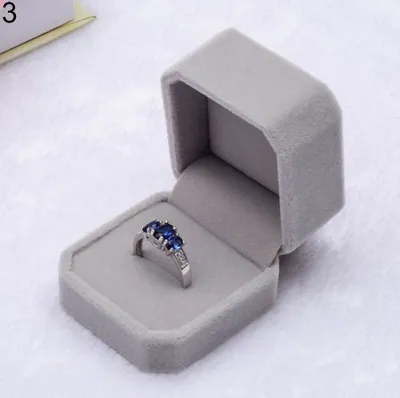 Produktbild von Samt-Verlobungs-/Hochzeits-Ohrring-Anhänger-Schmuck-Display-Box-Geschenketui-Grau